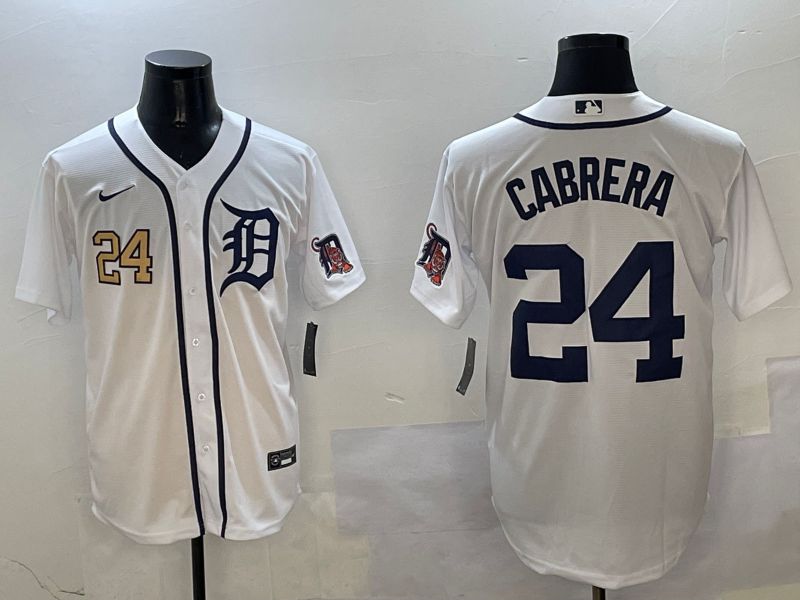 Men Detroit Tigers 24 Cabrera White Game 2025 Nike MLB Jersey style 4